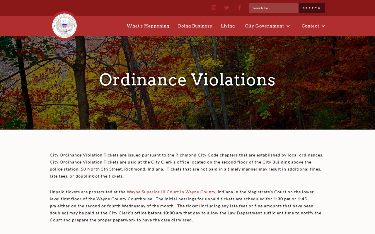 Richmond ordinance route connected with Wayne County bench warrant records