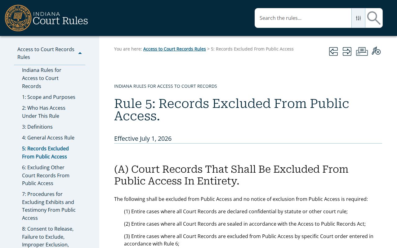 Indiana access rule affecting Wayne County bench warrant records