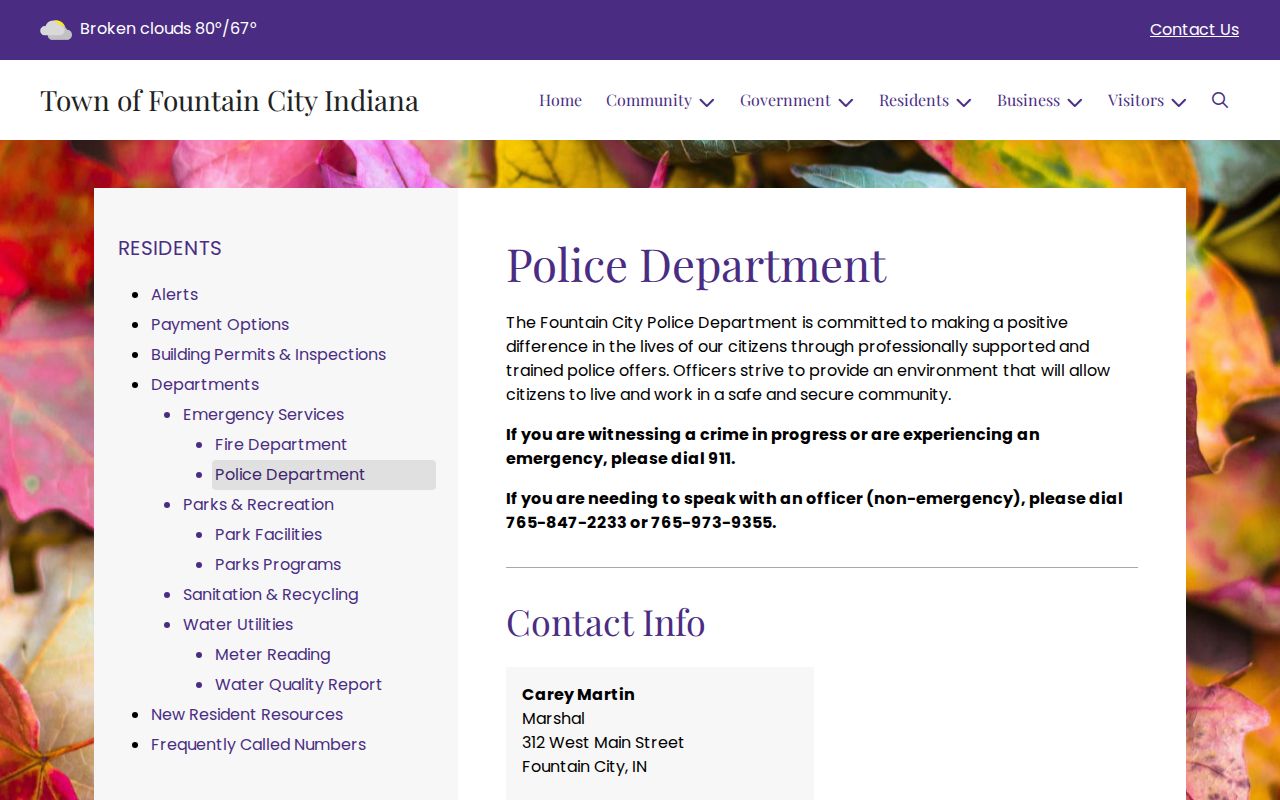 Wayne County traffic warrant police contact in Fountain City