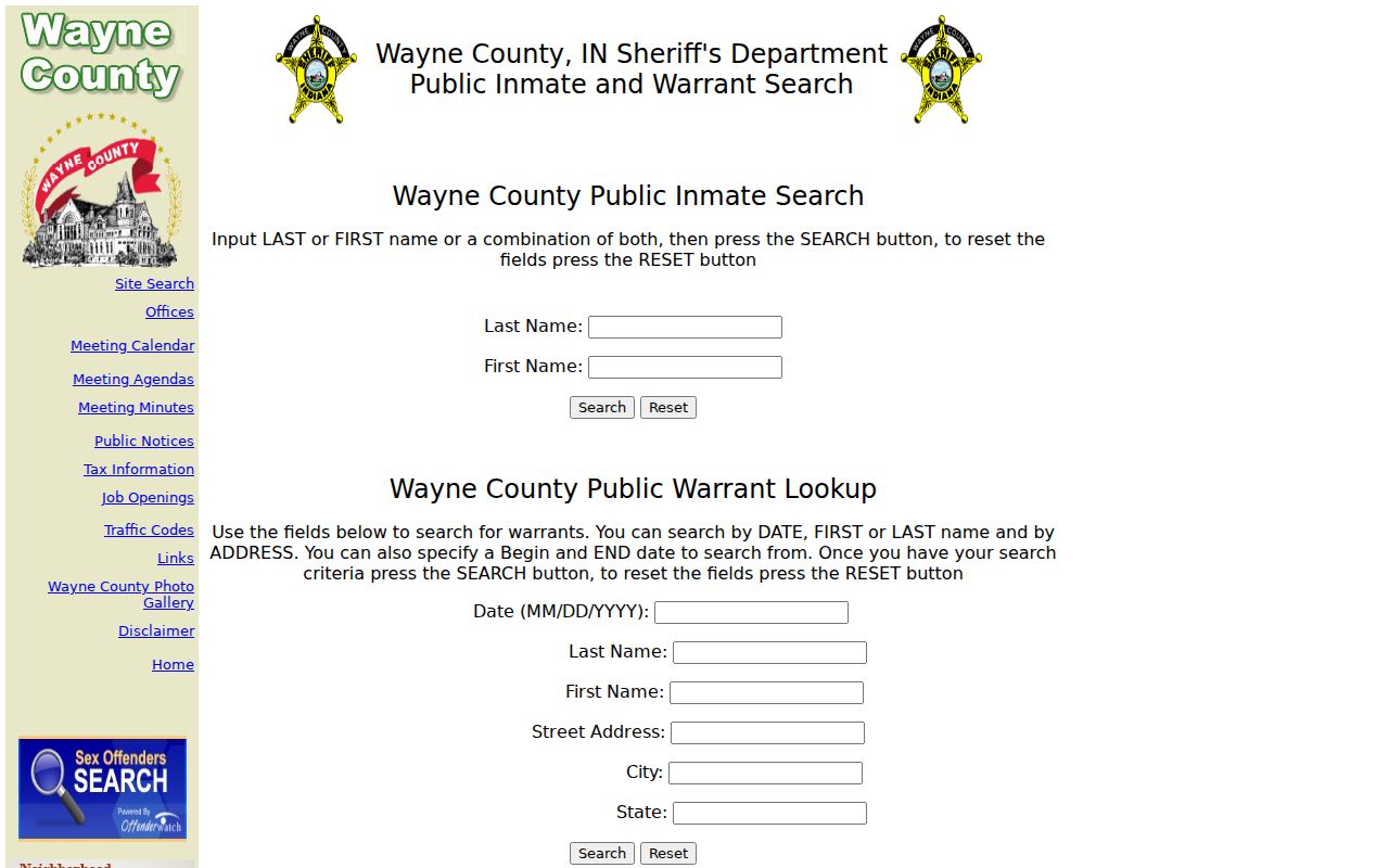 Legacy Wayne warrant search instructions without personal results